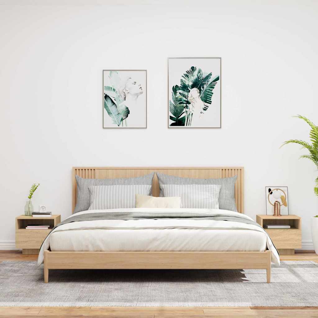 Noćni ormarići s LED svjetlima 2 kom boja hrasta 40x39x37 cm