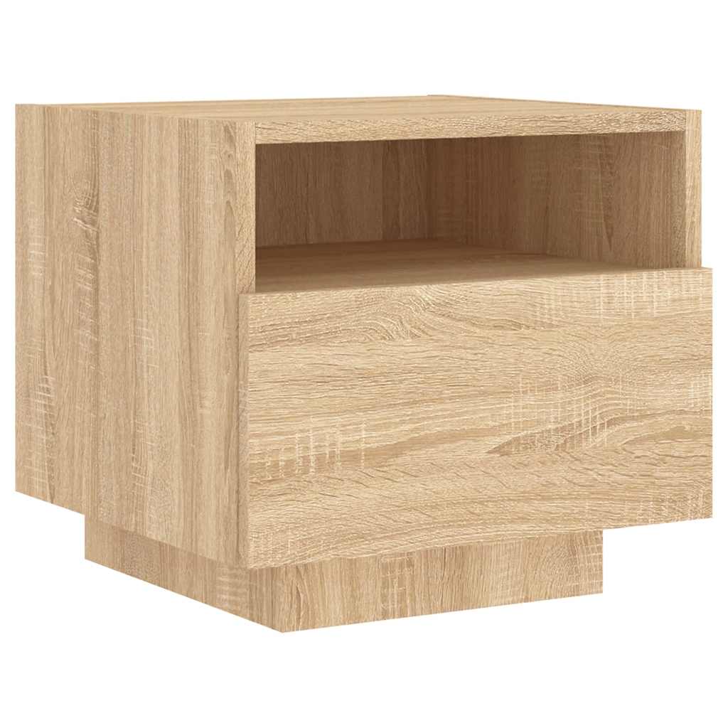 Noćni ormarići s LED svjetlima 2 kom boja hrasta 40x39x37 cm