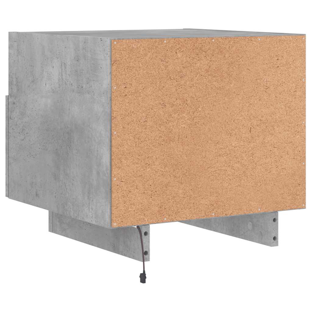 Noćni ormarić s LED svjetlima siva boja betona 40x39x37 cm
