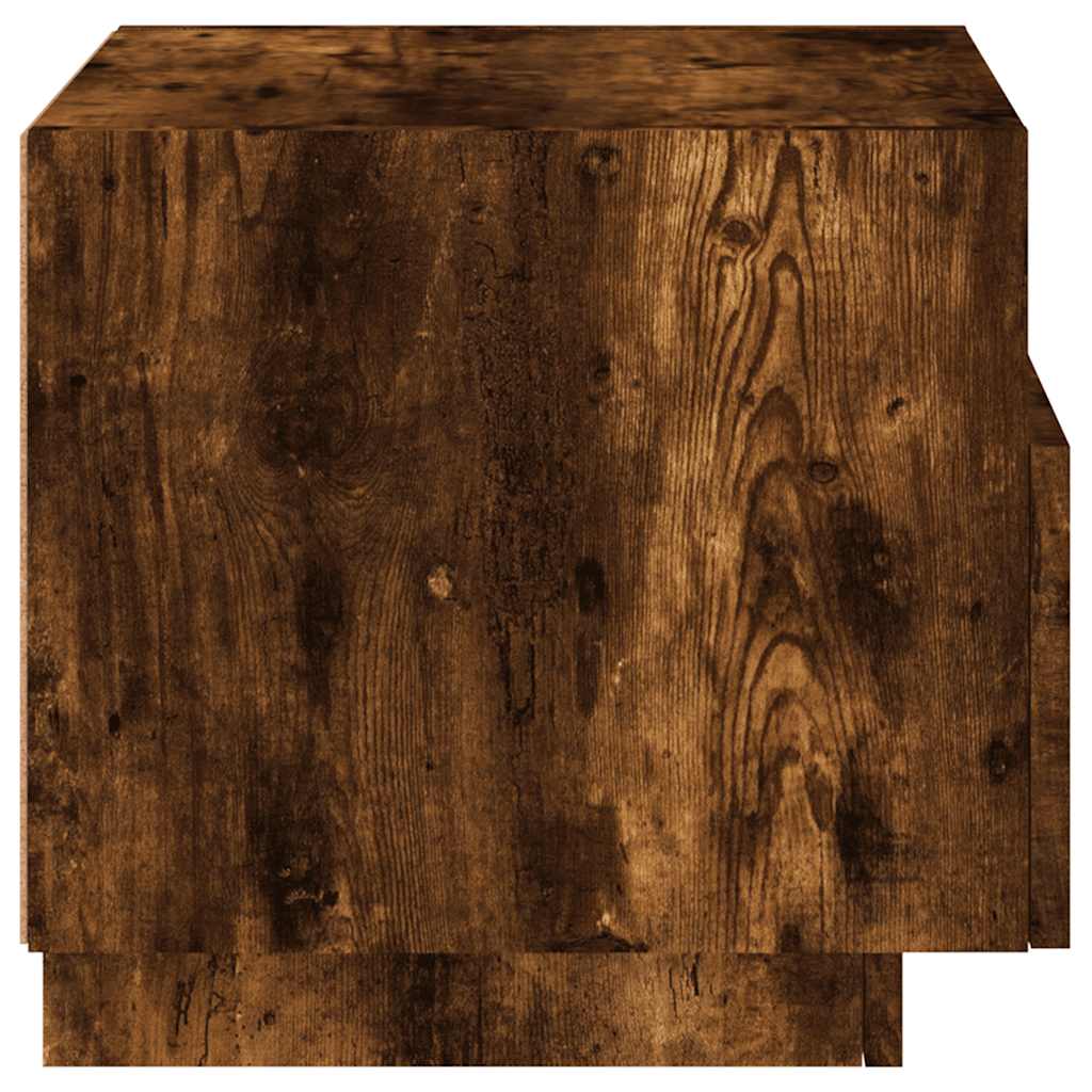 Noćni ormarić s LED svjetlima boja dimljenog hrasta 40x39x37 cm