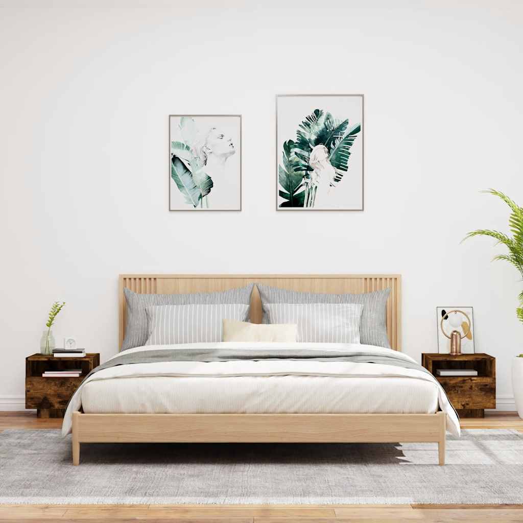 Noćni ormarići s LED svjetlima 2 kom dimljeni hrast 40x39x37 cm