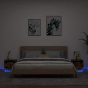 Noćni ormarići s LED svjetlima 2 kom dimljeni hrast 40x39x37 cm