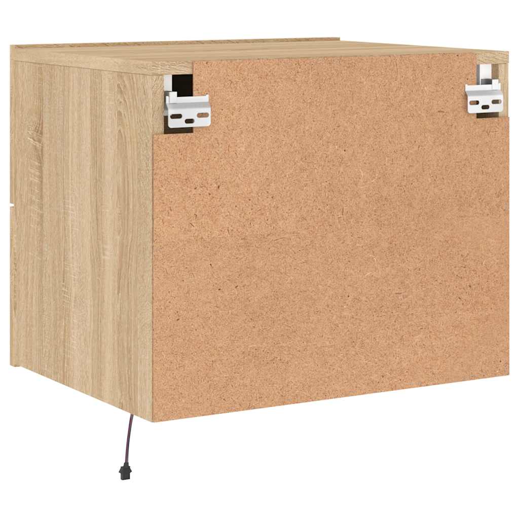 Zidni noćni ormarić s LED svjetlima boja hrasta sonome