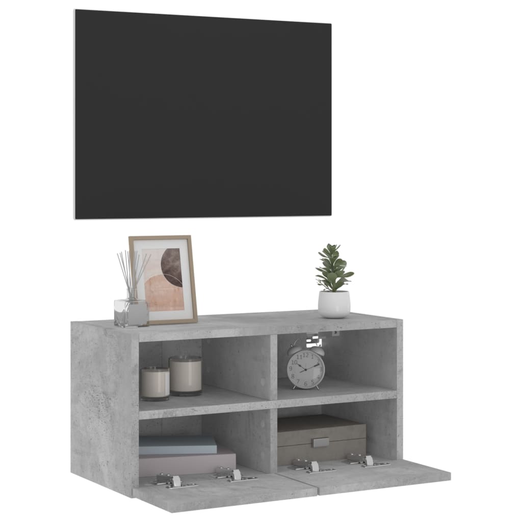 Zidni TV ormarić siva boja betona 60x30x30 cm konstruirano drvo