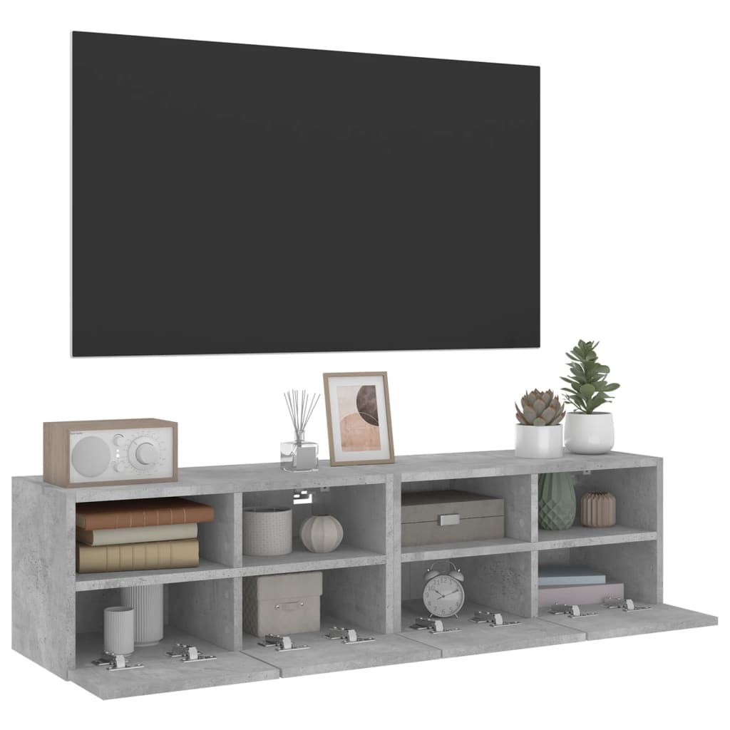 Zidni TV ormarići 2 kom siva boja betona 60x30x30 cm drveni