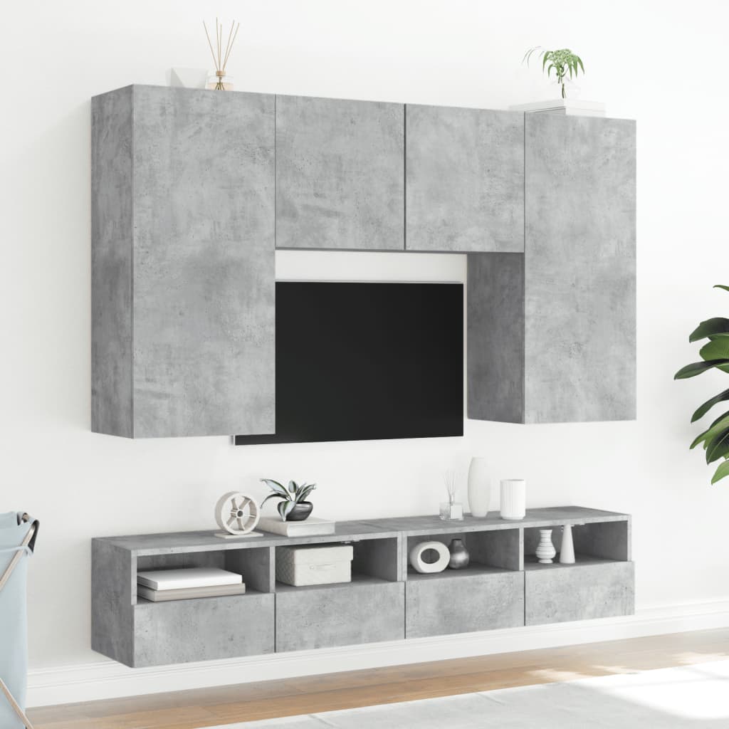 Zidni TV ormarići 2 kom siva boja betona 80 x 30 x 30 cm drveni