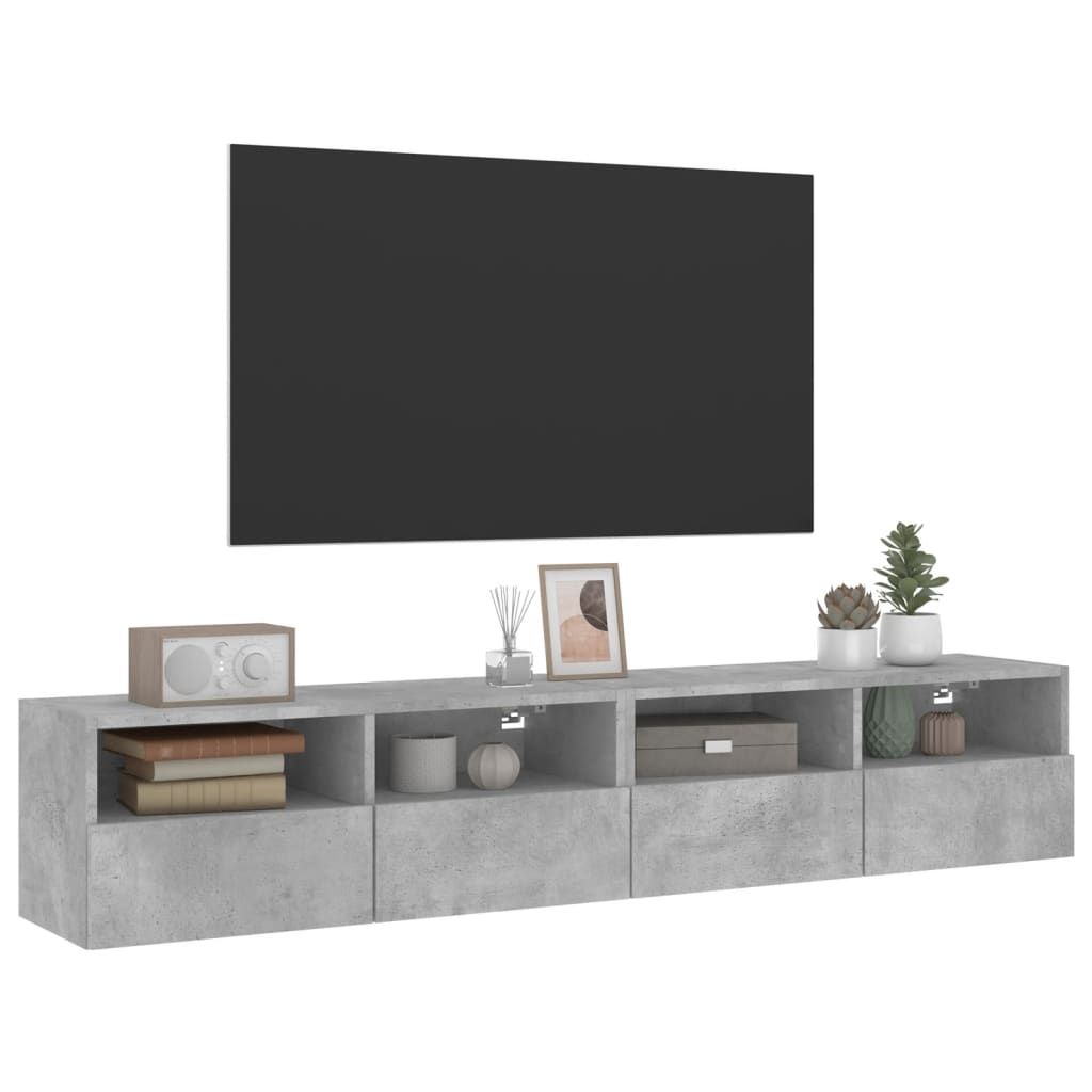 Zidni TV ormarići 2 kom siva boja betona 80 x 30 x 30 cm drveni