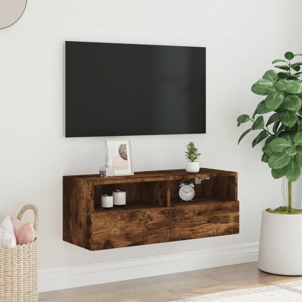Zidni TV ormarić boja dimljenog hrasta 80 x 30 x 30 cm drveni