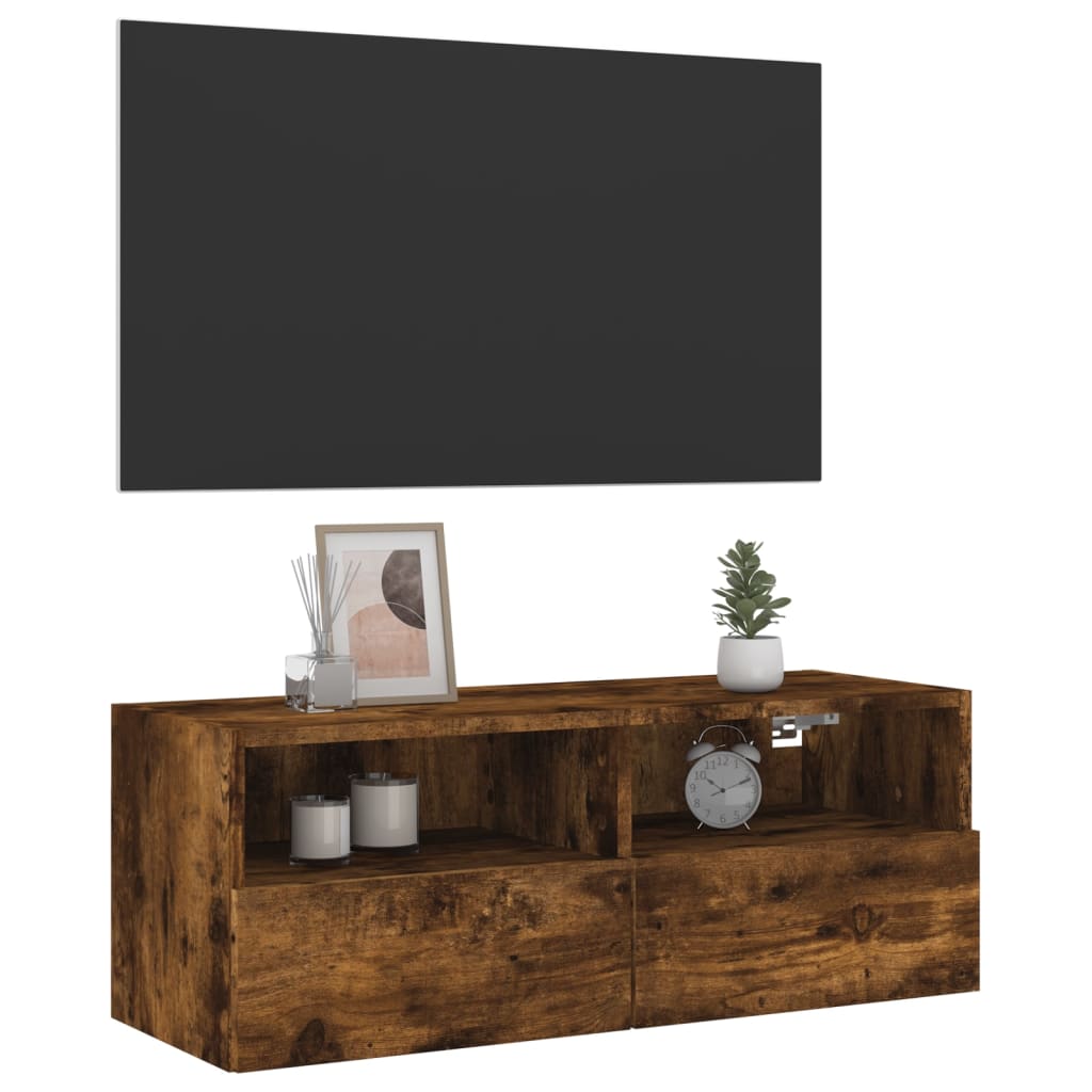 Zidni TV ormarić boja dimljenog hrasta 80 x 30 x 30 cm drveni