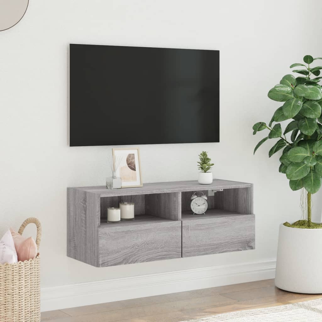 Zidni TV ormarić siva boja hrasta 80x30x30 cm konstruirano drvo
