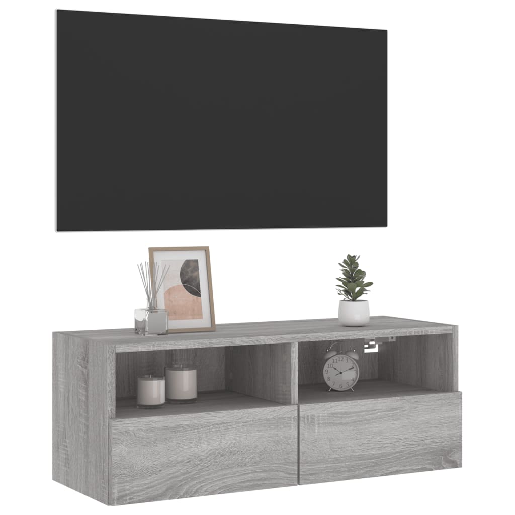 Zidni TV ormarić siva boja hrasta 80x30x30 cm konstruirano drvo