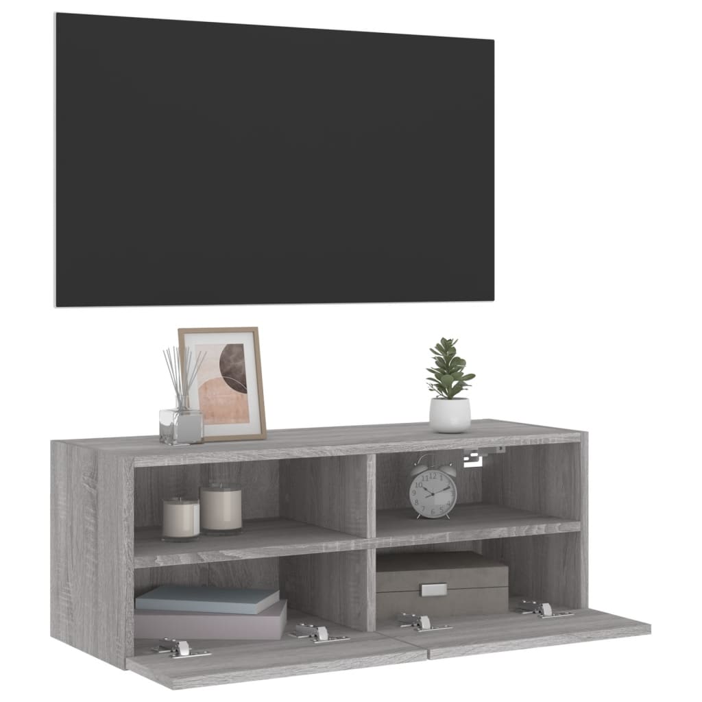 Zidni TV ormarić siva boja hrasta 80x30x30 cm konstruirano drvo