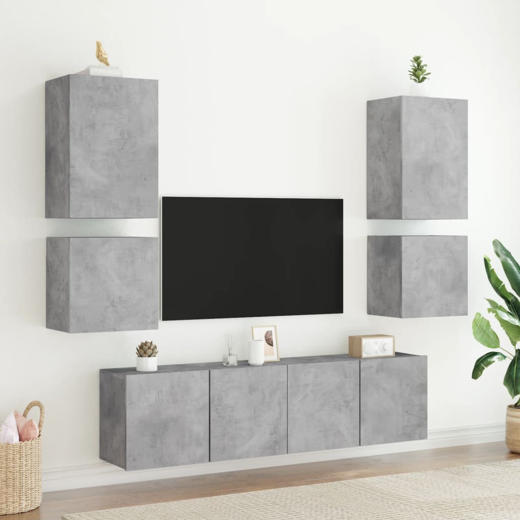 Zidni TV ormarići 2 kom siva boja betona 40,5x30x40 cm drveni