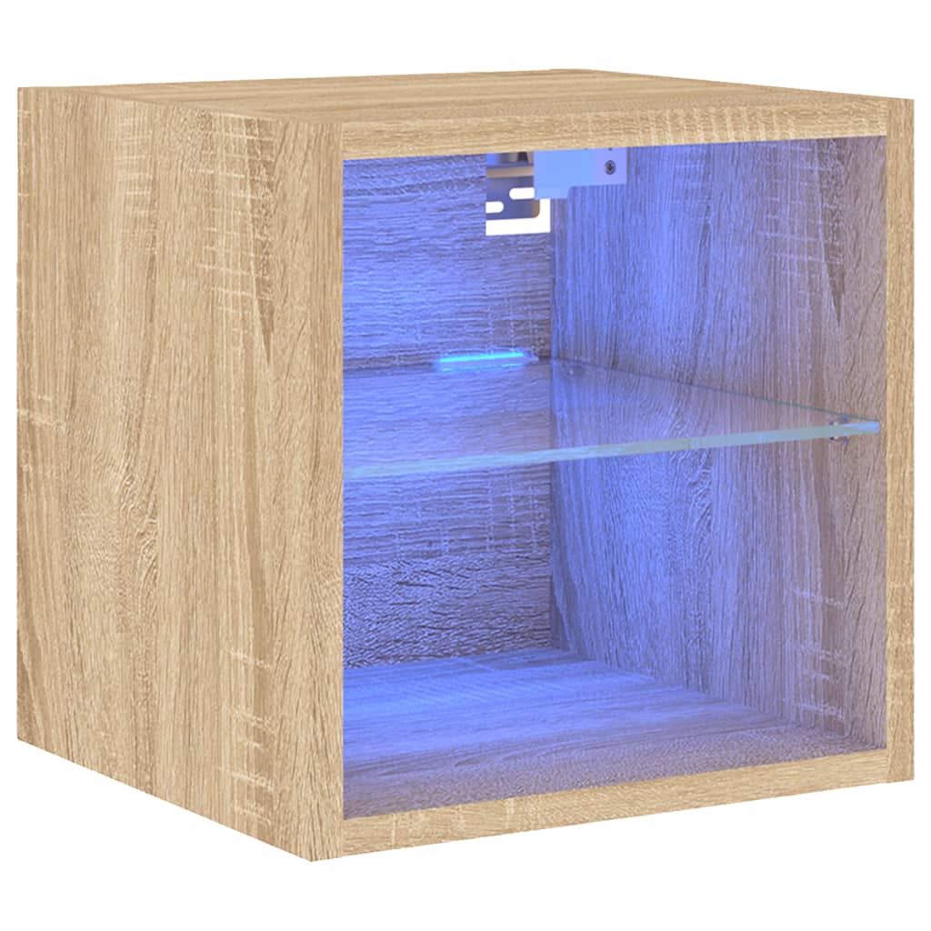 Zidni TV ormarić s LED svjetlima boja hrasta 30 x 28,5 x 30 cm