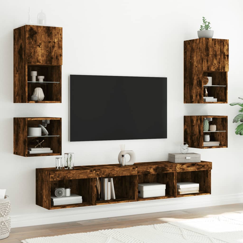 Zidni TV ormarići LED 2 kom boja hrasta 30 x 28,5 x 30 cm