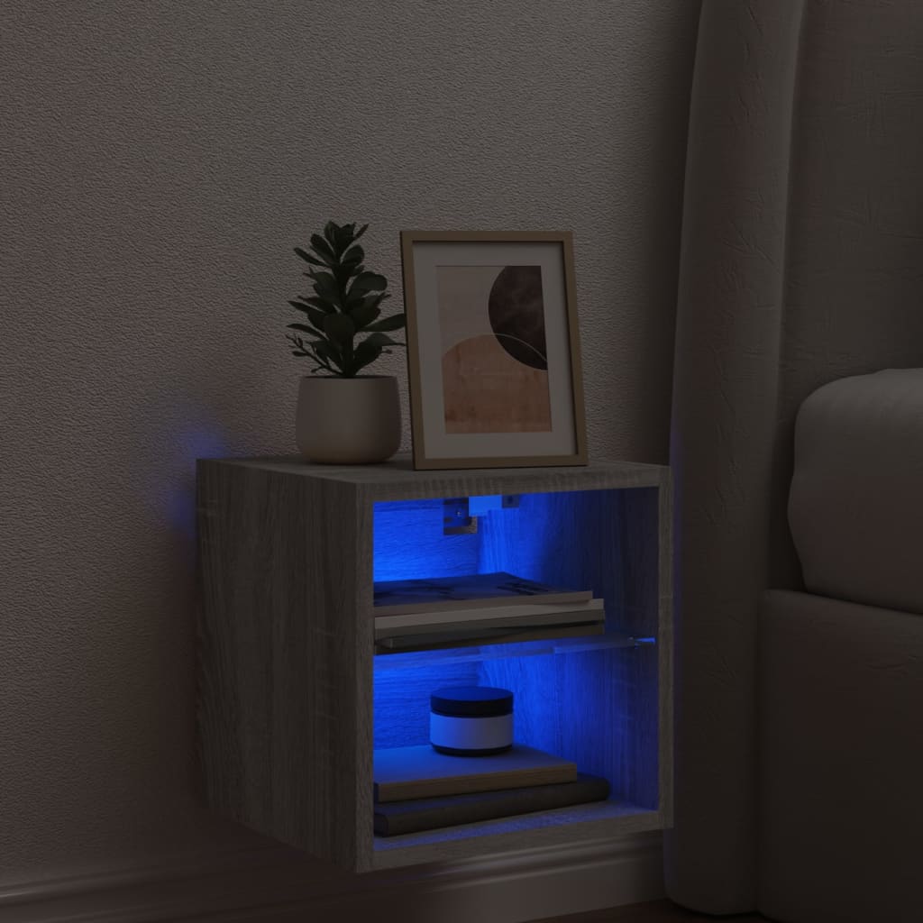 Zidni TV ormarić s LED svjetlima boja hrasta 30 x 28,5 x 30 cm
