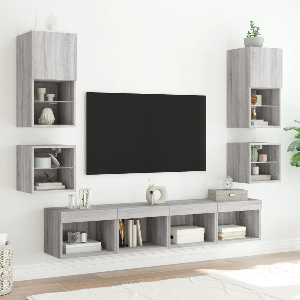 Zidni TV ormarić s LED svjetlima boja hrasta 30 x 28,5 x 30 cm