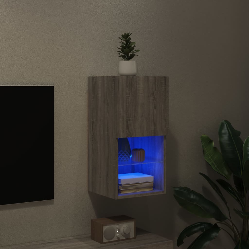 TV ormarić s LED svjetlima boja hrasta 30,5x30x60 cm