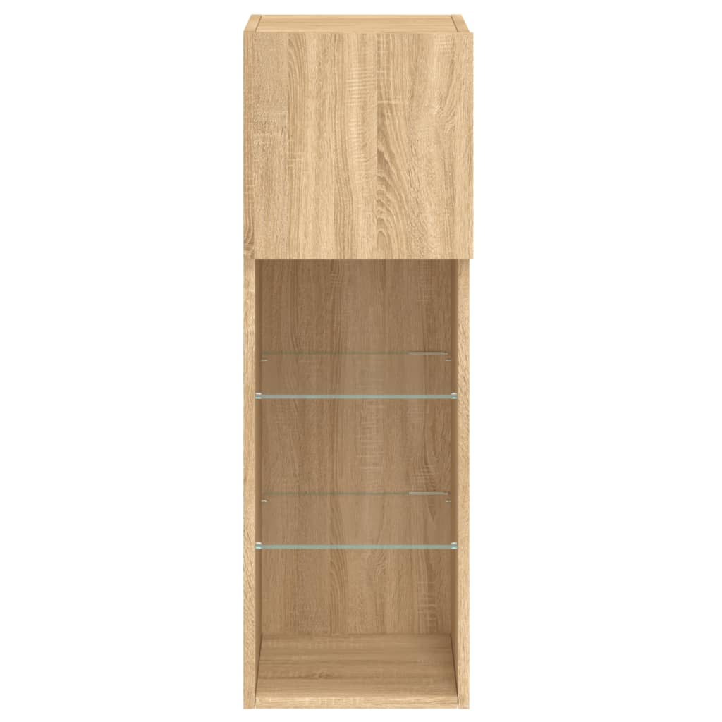 TV ormarići s LED svjetlima 2 kom boja hrasta 30,5 x 30 x 90 cm