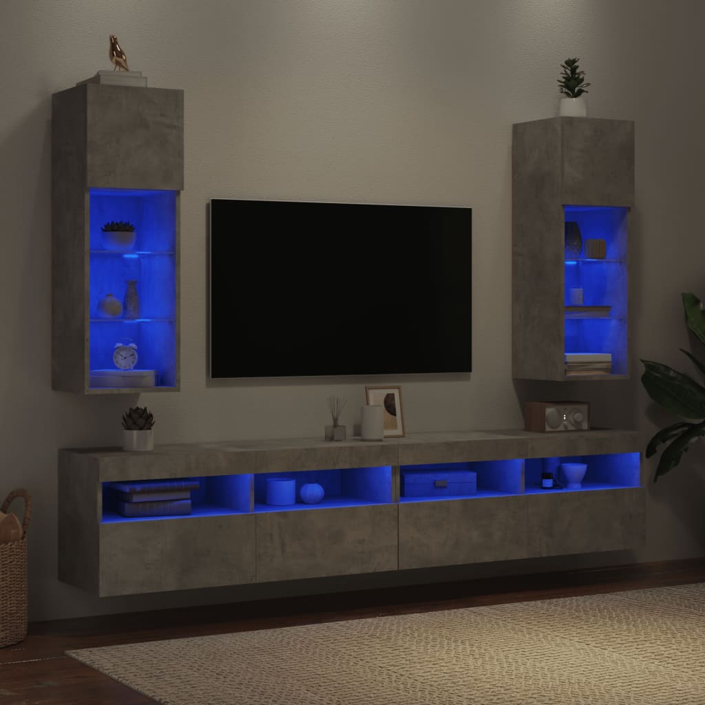 TV ormarići s LED svjetlima 2 kom boja betona 30,5 x 30 x 90 cm