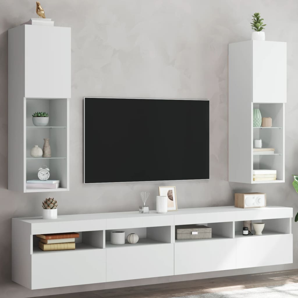 TV ormarići s LED svjetlima 2 kom bijeli 30,5 x 30 x 102 cm