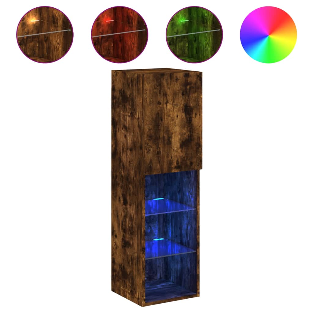 TV ormarić s LED svjetlima boja dimljenog hrasta 30,5x30x102 cm