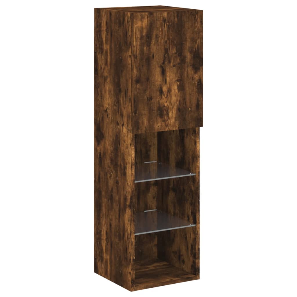 TV ormarić s LED svjetlima boja dimljenog hrasta 30,5x30x102 cm