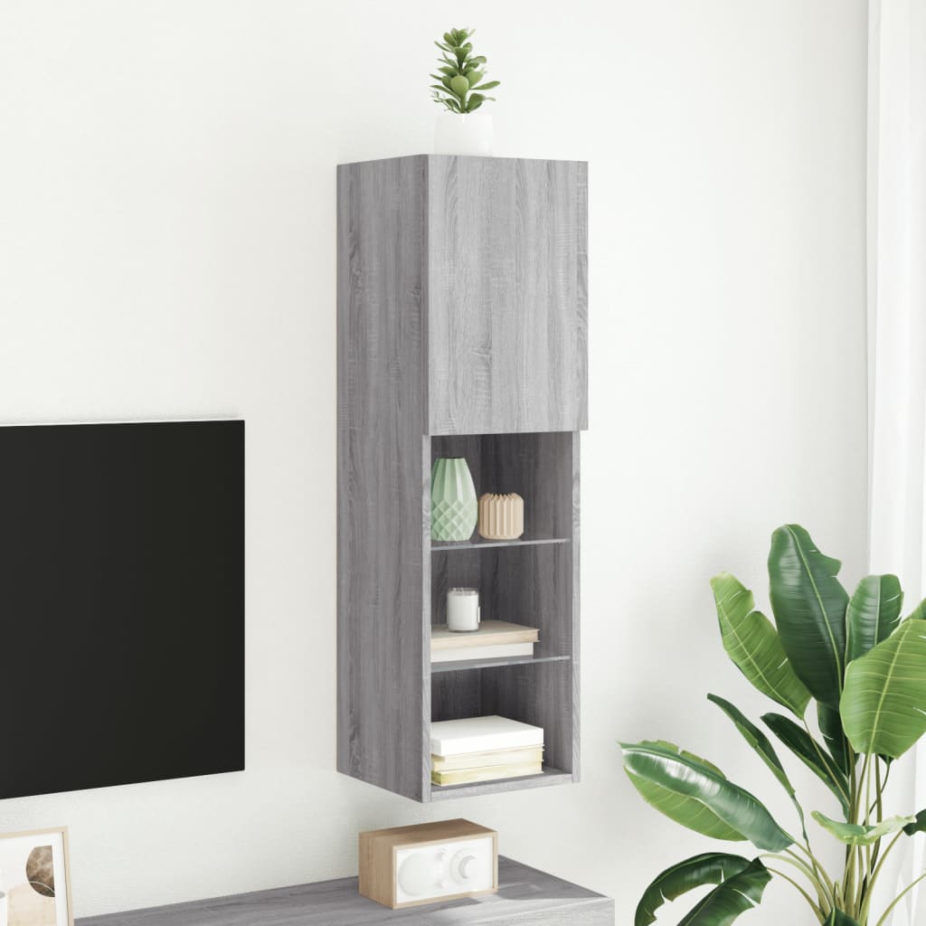 TV ormarić s LED svjetlima boja hrasta 30,5x30x102 cm