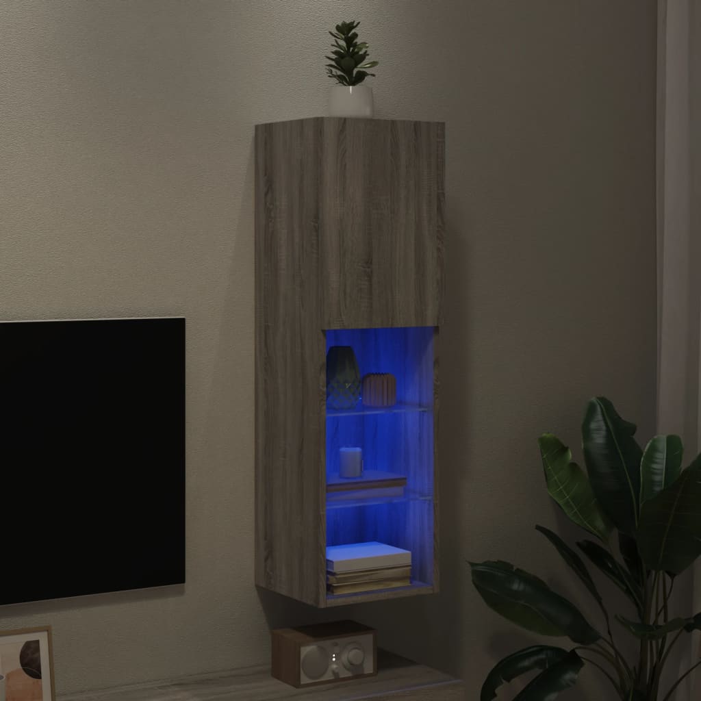 TV ormarić s LED svjetlima boja hrasta 30,5x30x102 cm