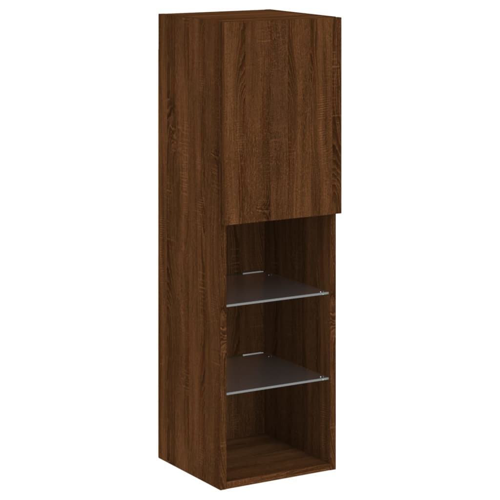 TV ormarić s LED svjetlima boja smeđeg hrasta 30,5x30x102 cm