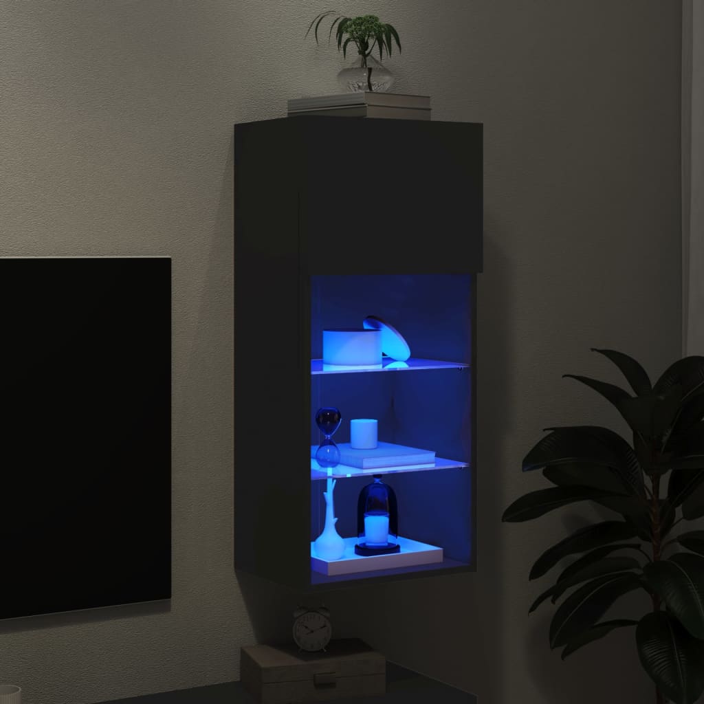 TV ormarići s LED svjetlima 2 kom crni 40,5x30x90 cm