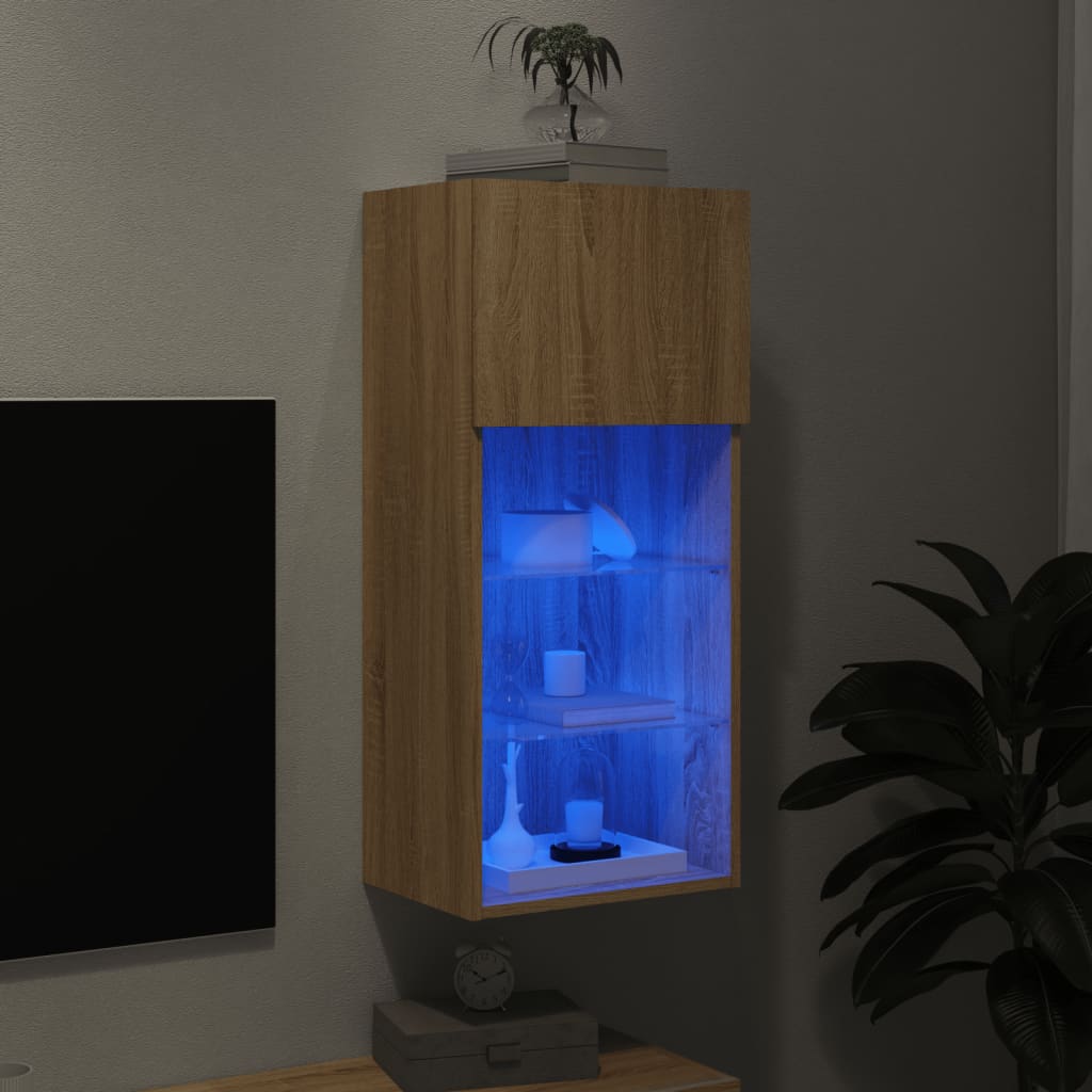 TV ormarić s LED svjetlima boja hrasta sonome 40,5x30x90 cm