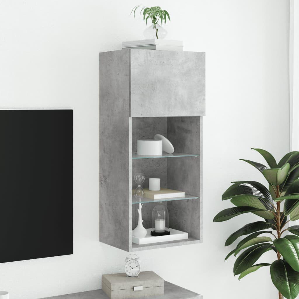 TV ormarić s LED svjetlima siva boja betona 40,5x30x90 cm