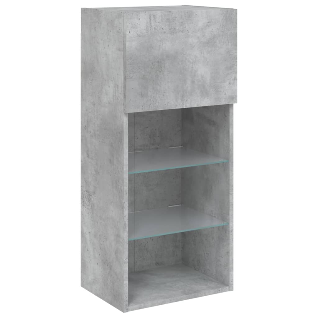 TV ormarić s LED svjetlima siva boja betona 40,5x30x90 cm