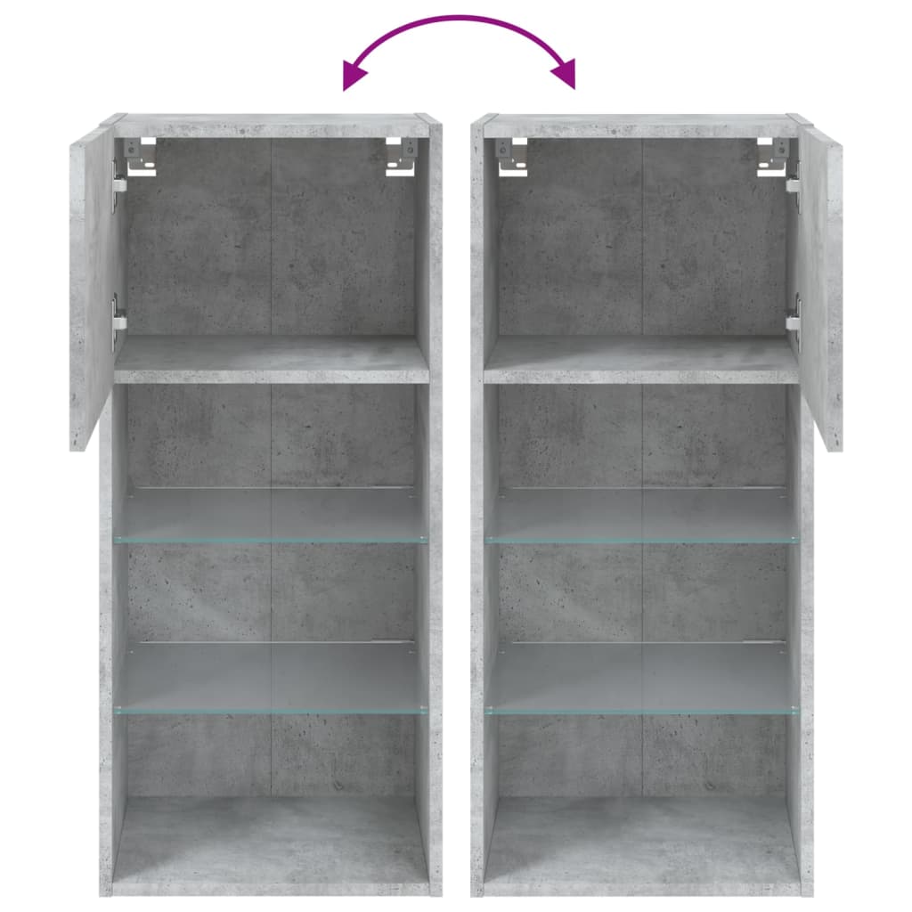TV ormarić s LED svjetlima siva boja betona 40,5x30x90 cm