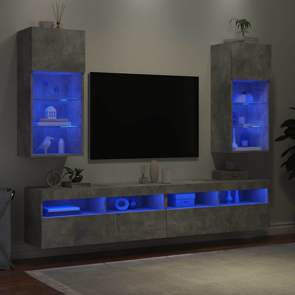 TV ormarići s LED svjetlima 2 kom boja betona 40,5 x 30 x 90 cm