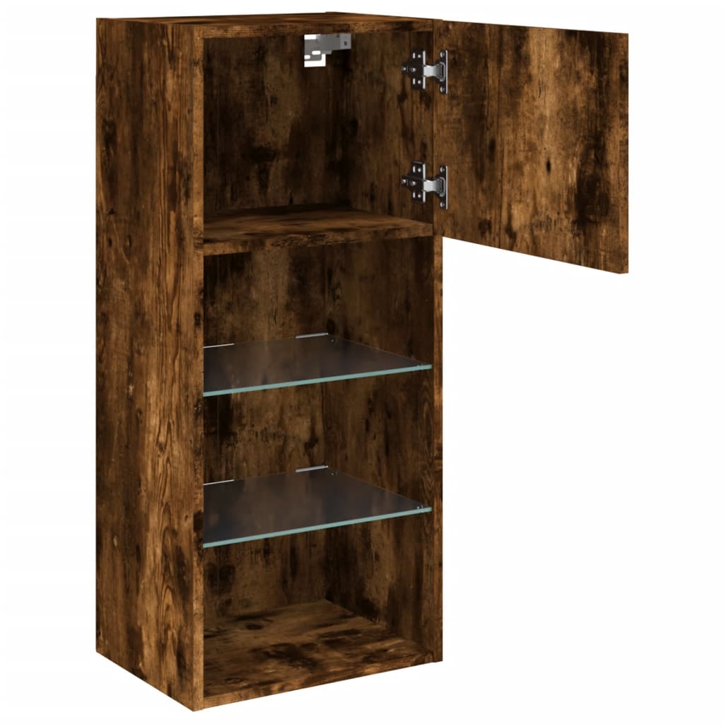 TV ormarić s LED svjetlima boja dimljenog hrasta 40,5x30x90 cm