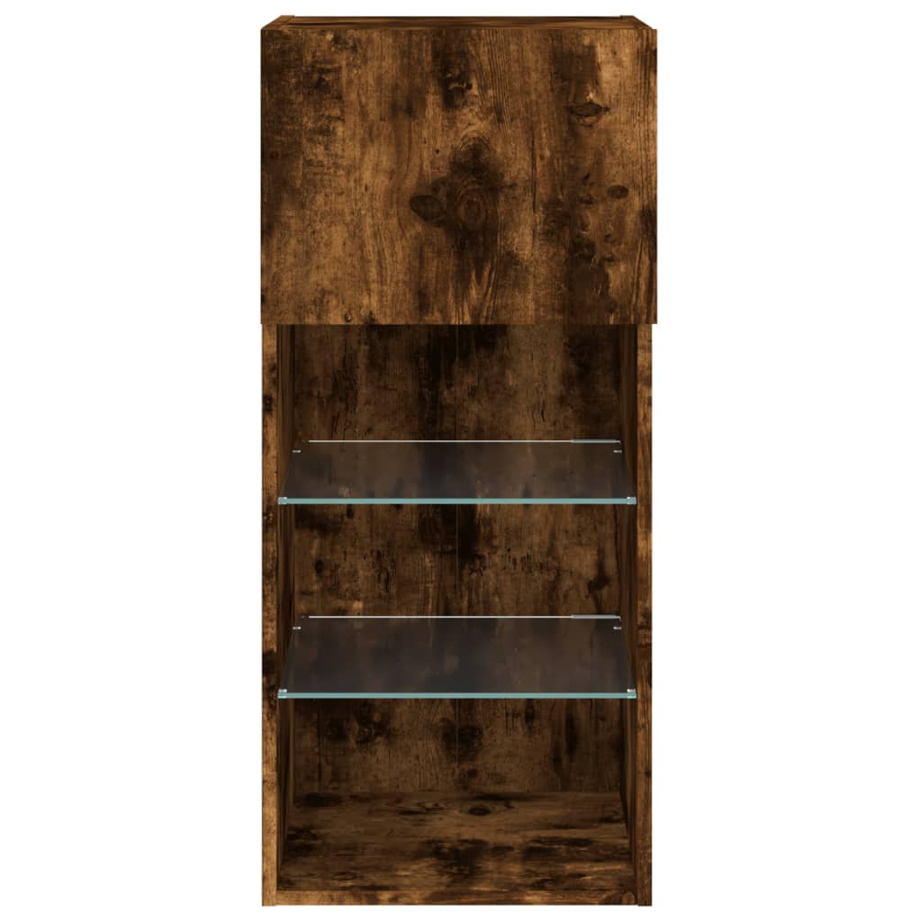 TV ormarić s LED svjetlima boja dimljenog hrasta 40,5x30x90 cm