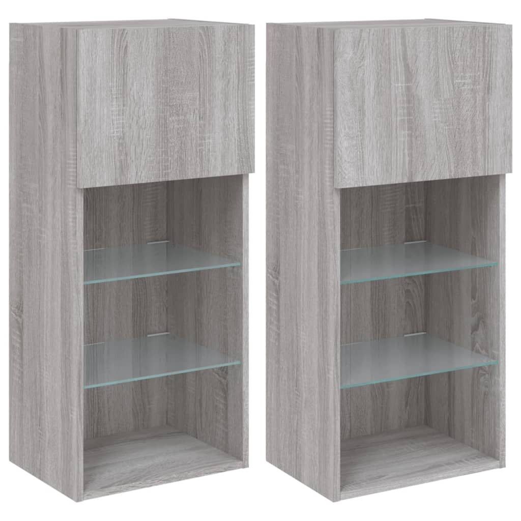 TV ormarići s LED svjetlima 2 kom boja hrasta 40,5 x 30 x 90 cm
