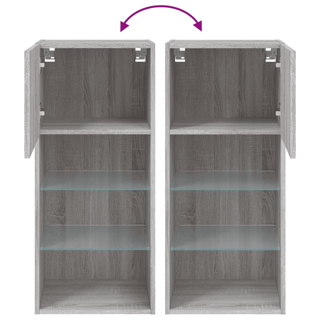 TV ormarići s LED svjetlima 2 kom boja hrasta 40,5 x 30 x 90 cm