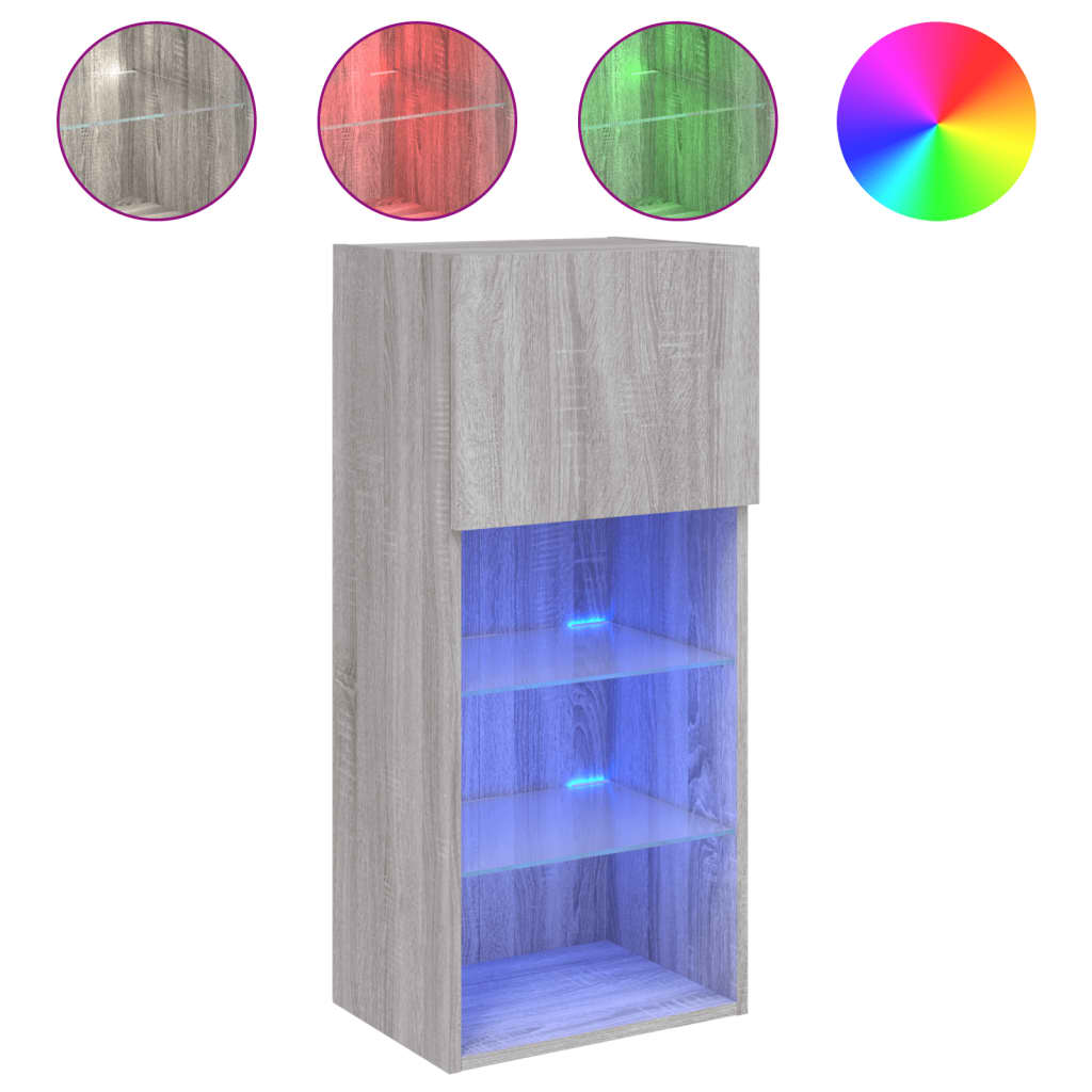 TV ormarići s LED svjetlima 2 kom boja hrasta 40,5 x 30 x 90 cm