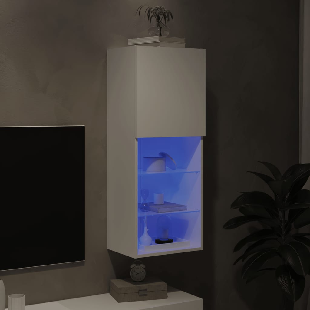 TV ormarić s LED svjetlima bijeli 40,5x30x102 cm