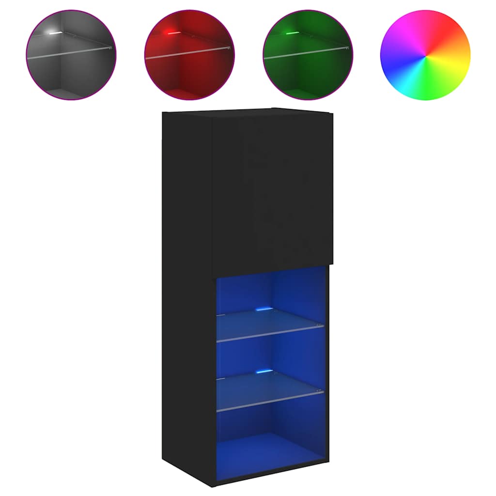 TV ormarići s LED svjetlima 2 kom crni 40,5x30x102 cm