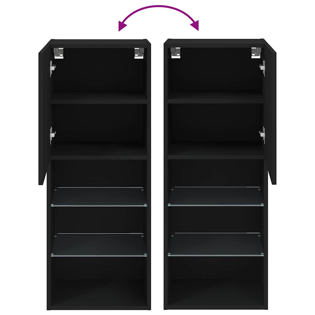 TV ormarići s LED svjetlima 2 kom crni 40,5x30x102 cm