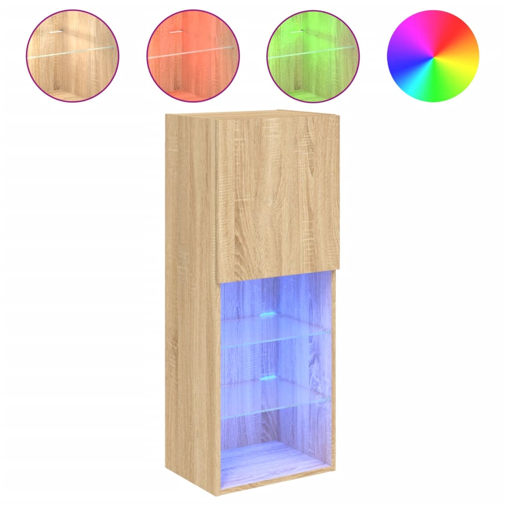 TV ormarić s LED svjetlima boja hrasta sonome 40,5x30x102 cm