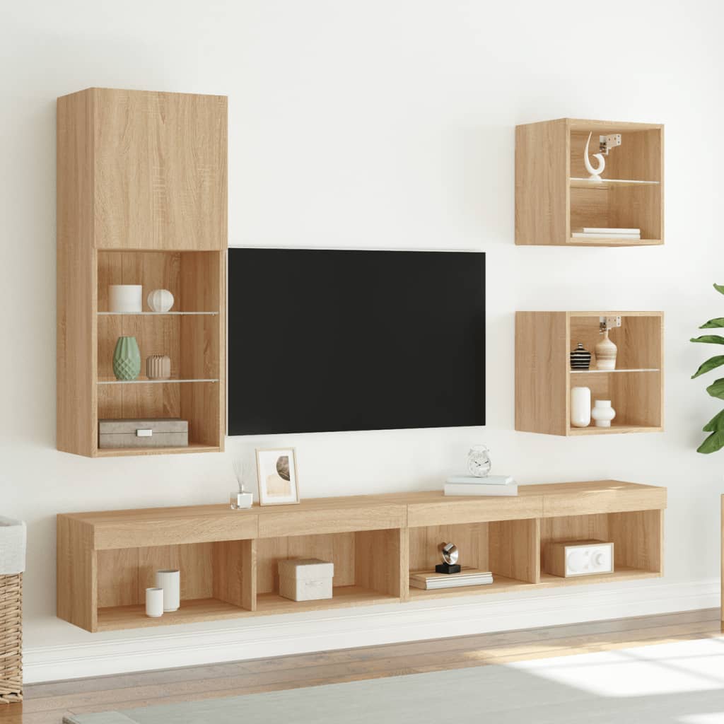 TV ormarić s LED svjetlima boja hrasta sonome 40,5x30x102 cm