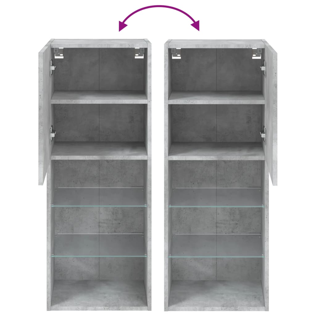 TV ormarić s LED svjetlima siva boja betona 40,5x30x102 cm