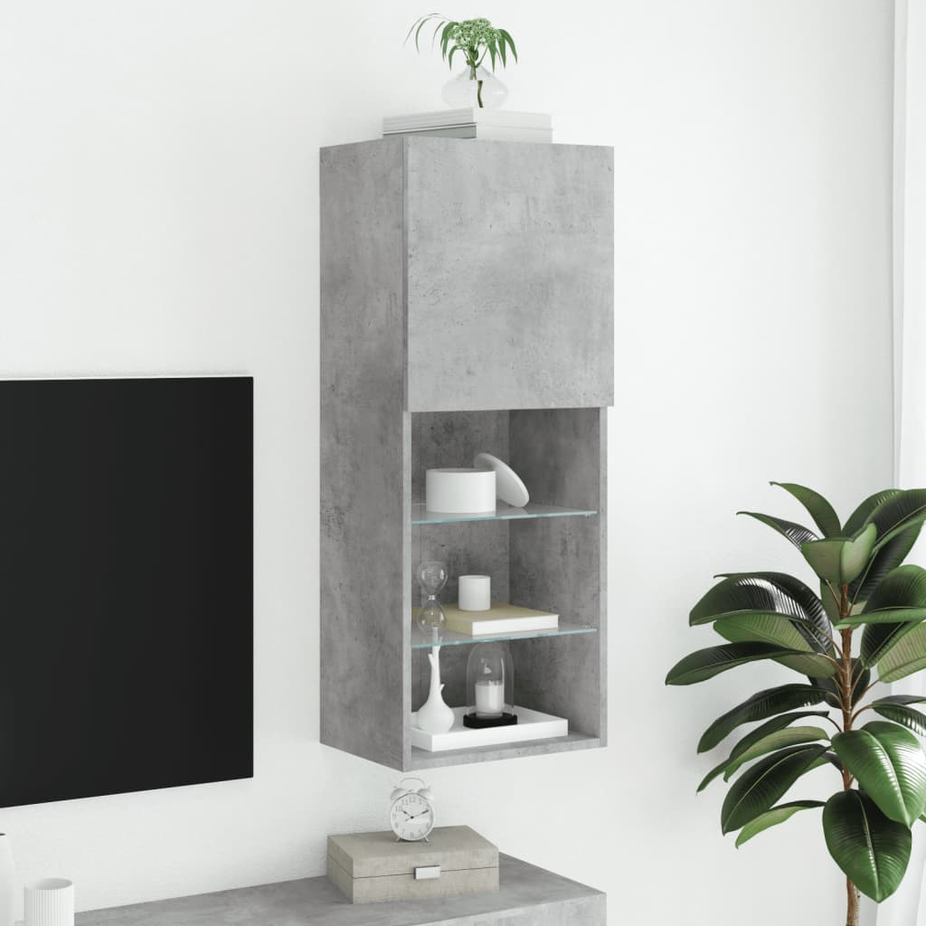 TV ormarić s LED svjetlima siva boja betona 40,5x30x102 cm