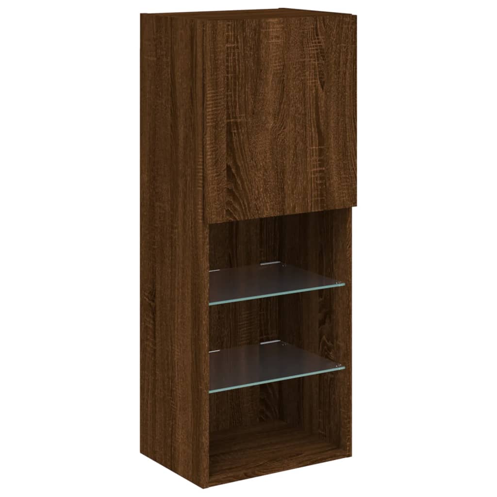 TV ormarić s LED svjetlima boja smeđeg hrasta 40,5x30x102 cm