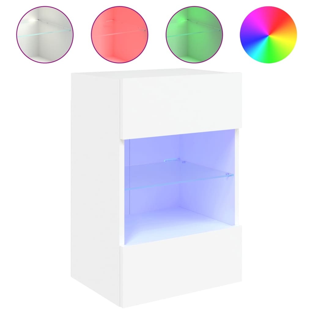 Zidni TV ormarić s LED svjetlima bijeli 40 x 30 x 60,5 cm